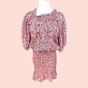 Sundry NWT SZ 1 = SZ Small‎ Ditsy floral Gauze Smocked Dahlia skirt mini Dress